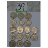1970 Eisenhower Dollar Coins set of 17 Coins