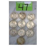 1918 D&S Walking Liberty Half Dollar Coins 10