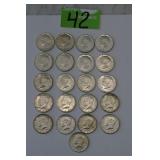 1964 Kennedy Half Dollar Coins set o 21 Coins