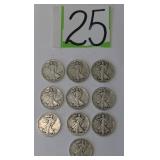 1910 to 1920 "S" Walking Liberty half Dollar Coins