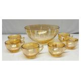 1950s Jeannette Glass "Egg Nog" punch bowl & Cups