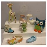 Vintage Animal Figurines & Ceramic Shoes