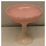Fenton Rosalene glass pink pedestal compote