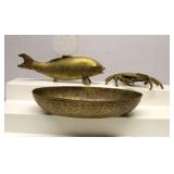 Vintage Brass Fish Bowl & Crab