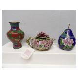 Chinese cloisonnï¿½ trinket box & Vases Lot