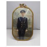 WWII military officer hand-colored portrait frame