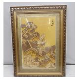 Japanese Wood Collage 3D-Art Handmade 16" x 11.5"