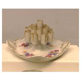 German Cigarette Stand Tier Floral Ashtray & Bear