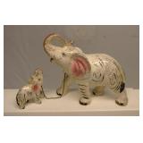 Vintage Elephants Mom and Baby Elephants