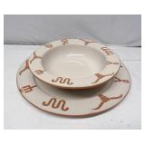 Frankoma Pottery Ranch Bone Plate & Bowl