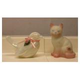 Fenton Art Glass Cat & Song Bird