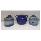 Antique stoneware salt boxes & Pot