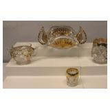 Early American Pattern Glass Gold Accents Lot
