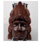 Vintage hand-carved wooden Mayan warrior mask