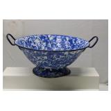 Vintage Enamelware Colander Blue & White Pattern