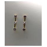 14K Gold Amethyst & Diamond Earrings