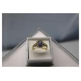 10K Gold Tanzanite White Topaz Ring
