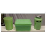 Jadeite Refrigerator Dish * Tumbler & Shaker Lot