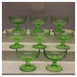 Hazel Atlas Cloverleaf Green Glass Sherbet Set