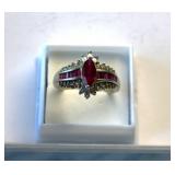 Vintage Sterling Silver Sapphire Topaz Ring