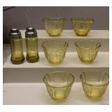 Amber Depression Glass Madrid Jello & S&P Shakers