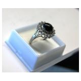 Vintage Sterling Silver black diopside Topaz Ring