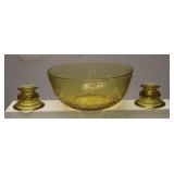 Amber Depression Glass Madrid Bowl Candle Holder