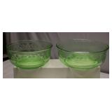 HAZEL-ATLAS GLASS CLOVERLEAF GREEN FRUIT BOWLS