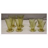 Amber Depression Glass Madrid Footed Tumblers Lot