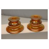 Marigold Carnival Glass Candlestick Holders