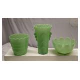 Jadeite Bud Vase Flower Pot & Desert Cup
