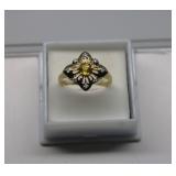 10K Gold Citrine Diamond Ring
