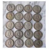 1949 Franklin Half Dollar Coins 20 Coin Lot