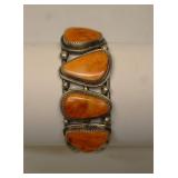 Vintage Spiny Oyster & Sterling Silver Bracelet