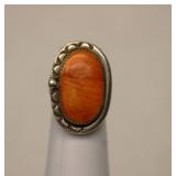 Vintage Spiny Oyster & Sterling Silver Ring