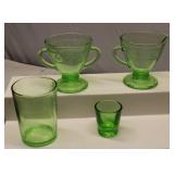 Hazel-Atlas Green Dep. Creamer Sugar Shot Glass