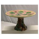 Etruscan Majolica pottery compote or cake stand