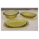 Amber Depression Glass Madrid Serving Dishes Lot