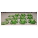 Hazel Atlas Green Dep  "CLOVERLEAF" Cup & Saucer