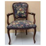 Italian Louis XV Floral Fauteuil Parlor Chair