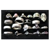 Vintage Sterling Silver Gemstone Heavy Rings Lot