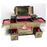 Vintage Japanese Musical Jewelry Box & Jewelry
