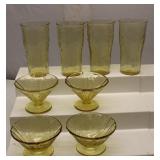 Amber Depression Glass Madrid Glasses & Sherbets