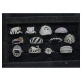 Vintage Sterling Silver Rings 12 Ring Lot