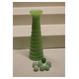 Jadeite Bud Vase & Marbles Lot