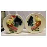 ROYAL COPLEY ROOSTER POTTERY WALL POCKET PLANTERS