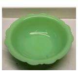 Jadeite glass Scalloped edge serving bowl
