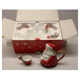 Vintage Dept 56 Jolly St Nick Teapot Set
