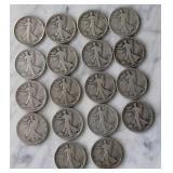 1917 Walking Liberty Half Dollars 18 Coins
