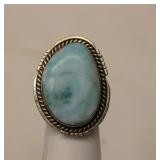 Vintage Sterling Silver Larimar Singed Ring